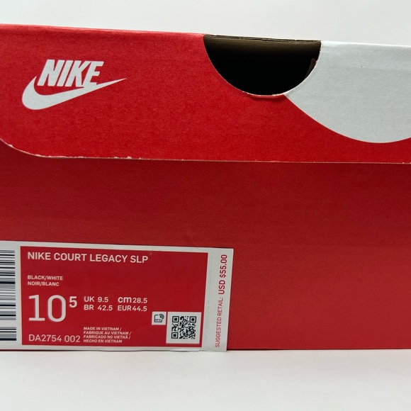 Nike Court Legacy SLP Black + White Leather Sneakers Mens Size 10.5 W/Shoebox - Picture 2 of 14